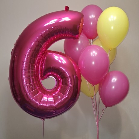 Набор шаров на 6 лет "Фуксия"